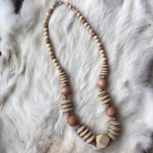 Vintage Natural Wooden Beaded Necklace